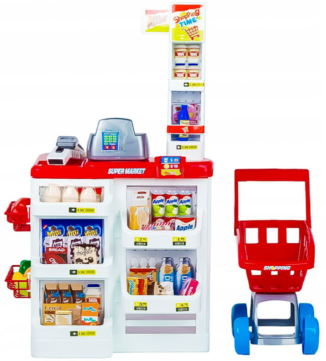 Liels bērnu veikals – lielveikala lete ar kasi, svariem un skeneri | EcoToys