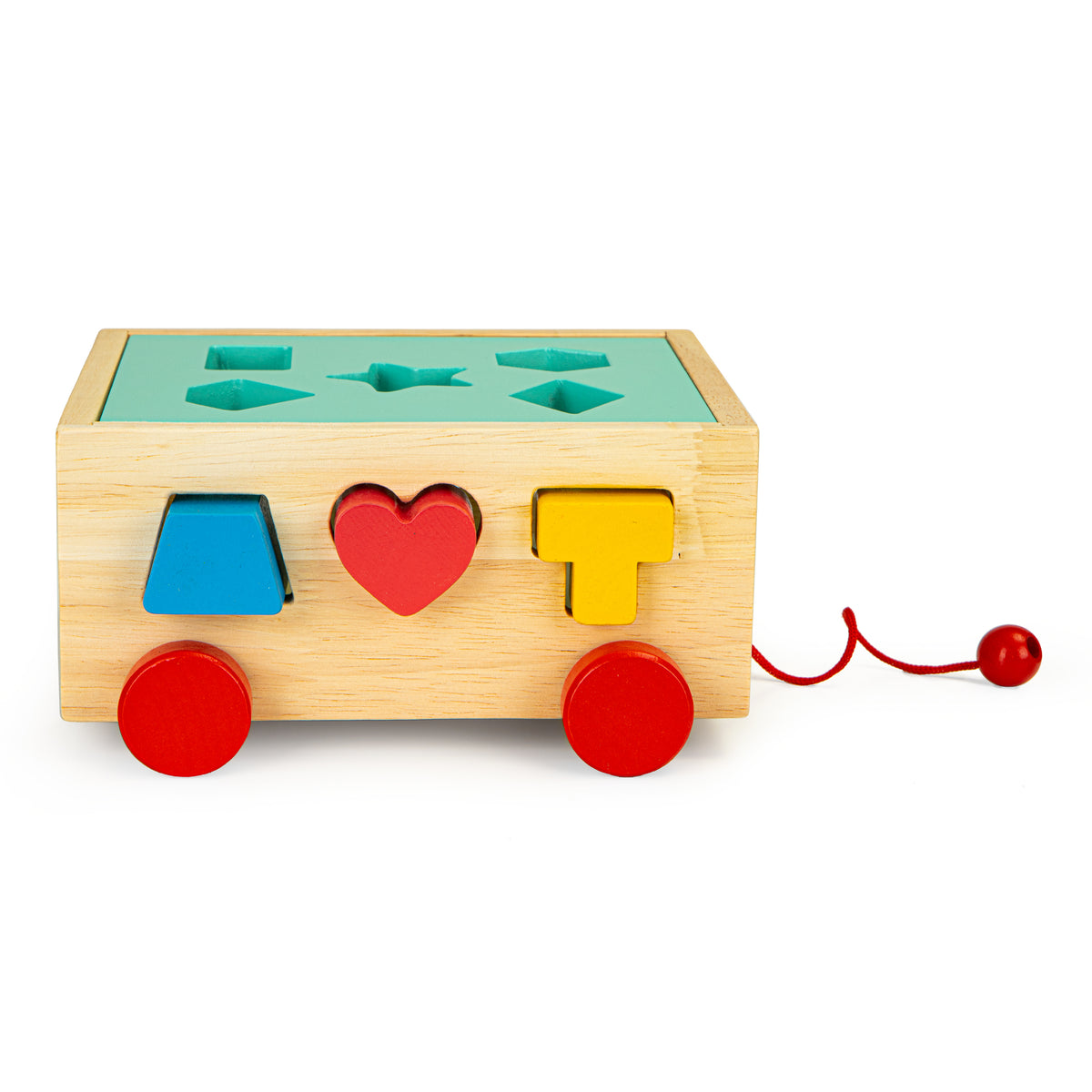 Koka stumjamie ratiņi – šķirotājs ar klucīšiem | EcoToys