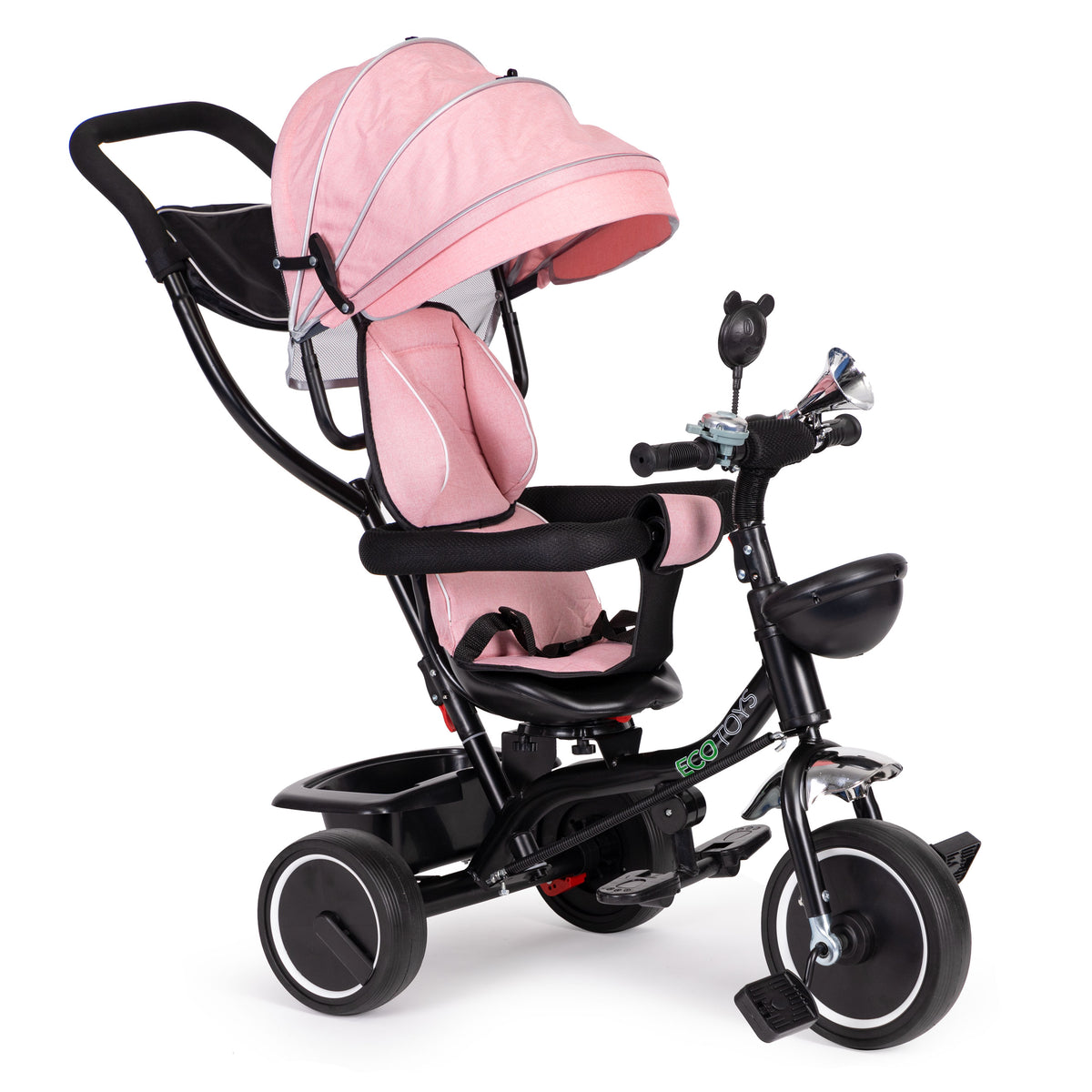 Trīsritenis ar grozāmu sēdekli un jumtiņu, rozā | EcoToys