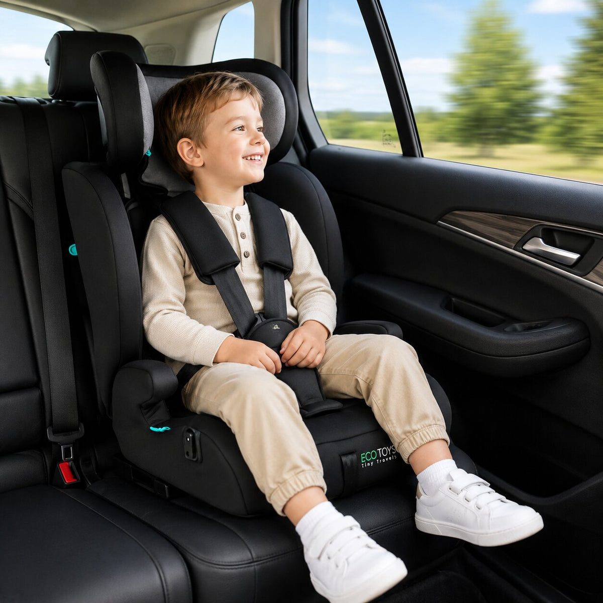 Bērnu autosēdeklis 76–150 cm R129 ar glāzes turētāju | EcoToys
