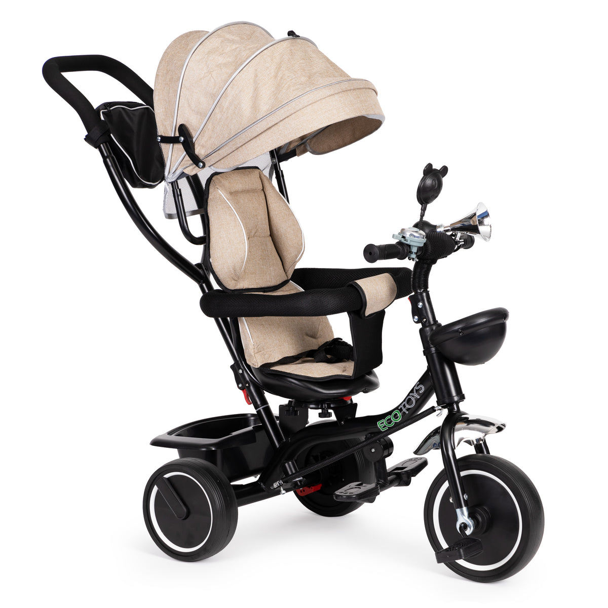 Trīsritenis ar grozāmu sēdekli un jumtiņu, bēšs | EcoToys