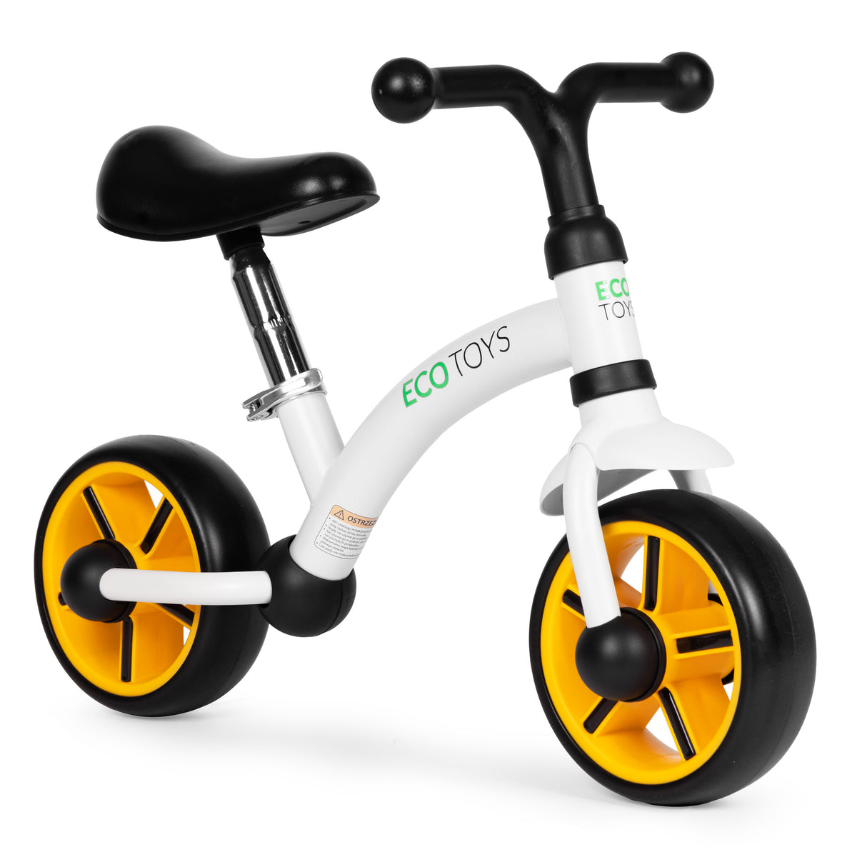 Līdzsvara velosipēds ar EVA riteņiem un regulējamu sēdekli, melns | EcoToys