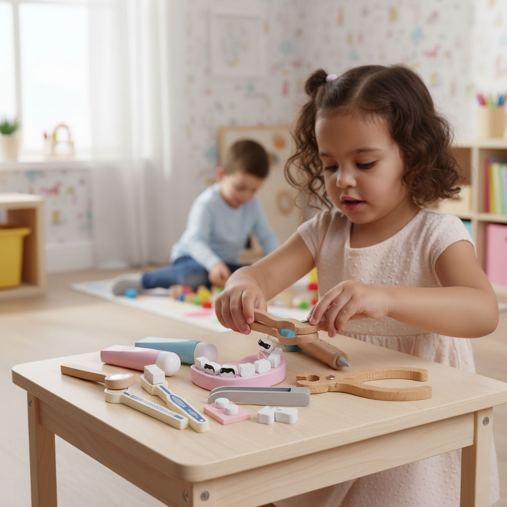 Koka ārsta komplekts bērniem – ārsta koferis, 34 gab. | EcoToys