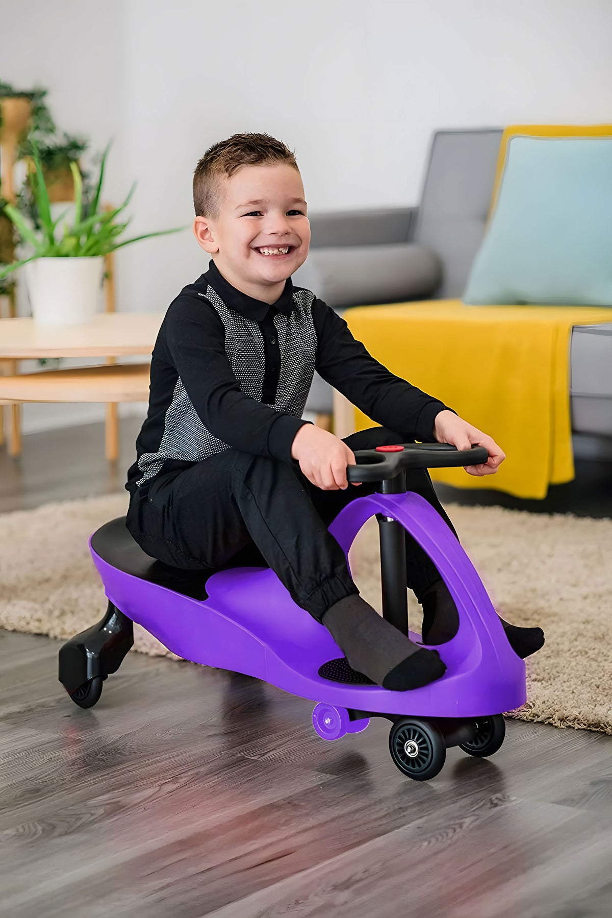 Bērnu pašbraucošā mašīna (wiggle car) ar LED riteņiem, violeta | EcoToys