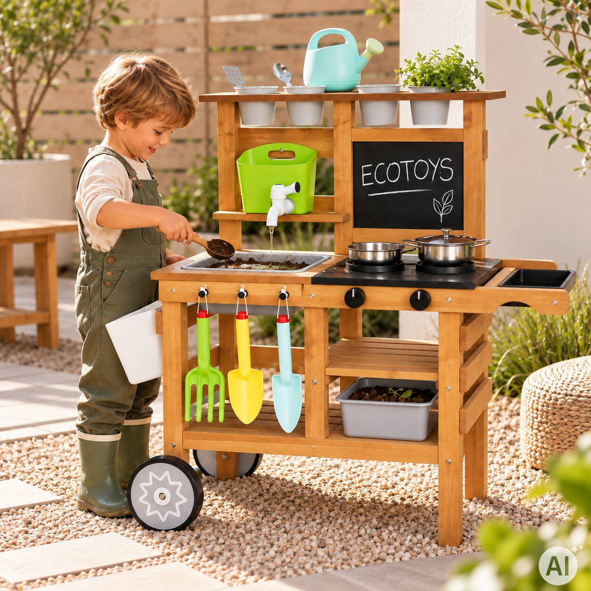 Bērnu āra “dubļu virtuve” ar piederumiem un tāfeli | EcoToys