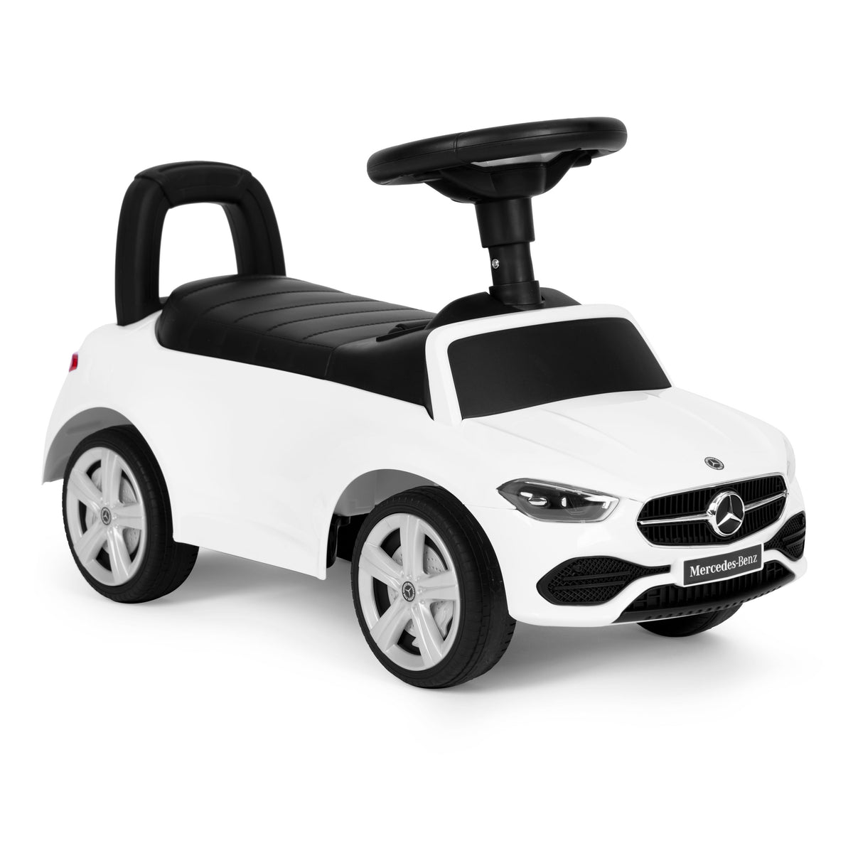 Mercedes C CLASS stumjamā mašīna ar interaktīvu stūri un skaņām, balta | EcoToys