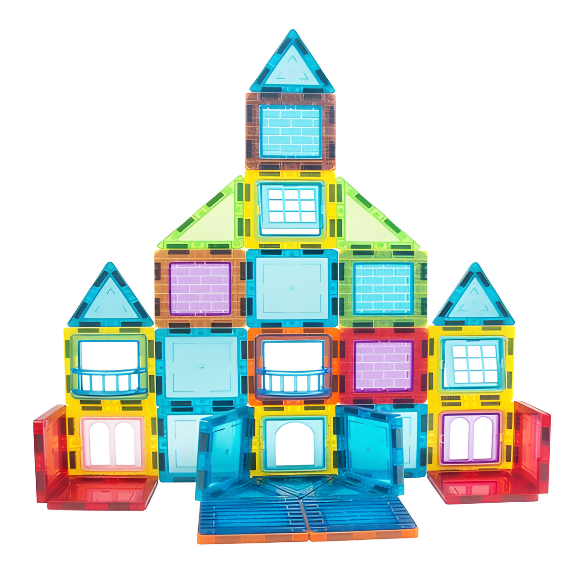 Magnētiskais konstruktors “Māja, mašīna un piekabe”, 130 gab. | EcoToys