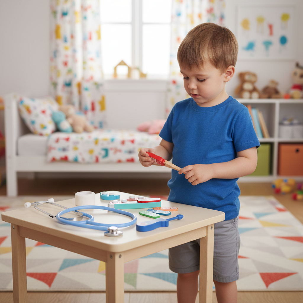 Koka ārsta komplekts bērniem – ārsta soma, 28 gab. | EcoToys
