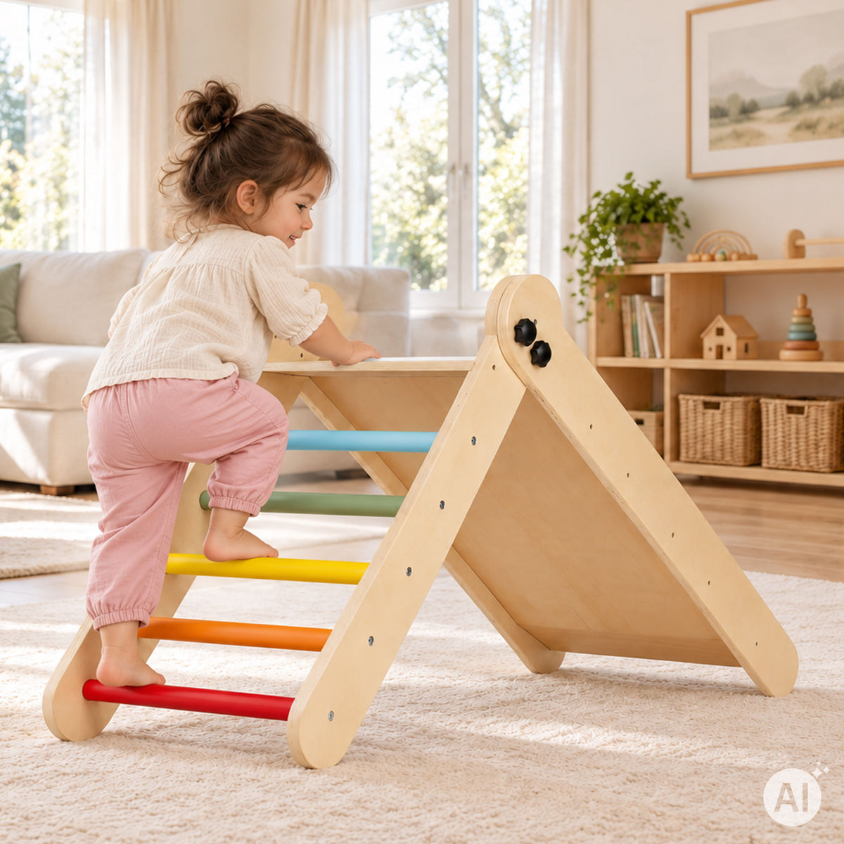 Koka Montessori kāpelēšanas komplekts ar kāpnēm un rampu “HENRY” | EcoToys