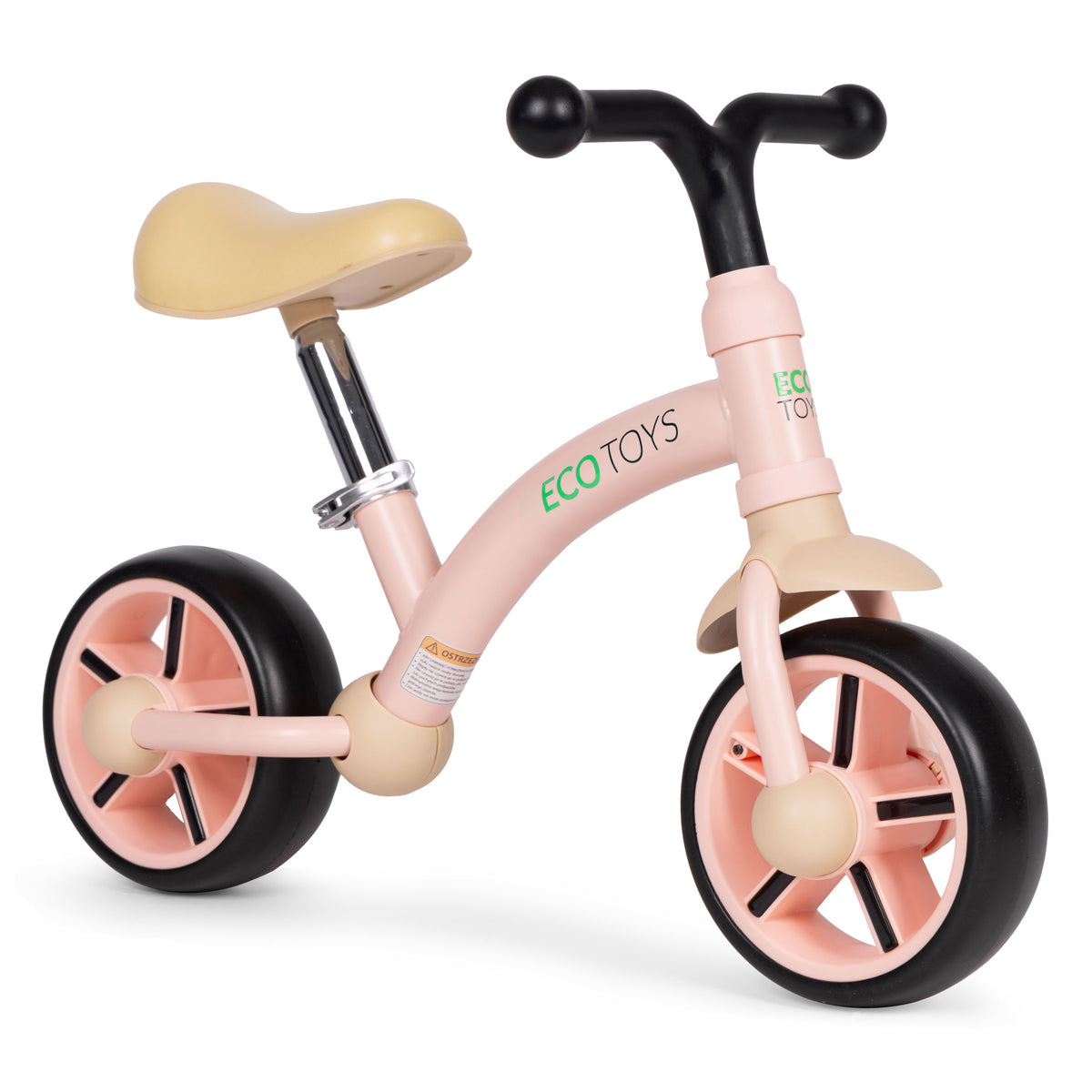 Līdzsvara velosipēds ar EVA riteņiem un regulējamu sēdekli, rozā | EcoToys