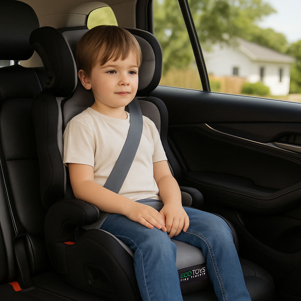 Bērnu autosēdeklis 2in1 i-SIZE, 100–150 cm, ar glāzes turētāju | EcoToys