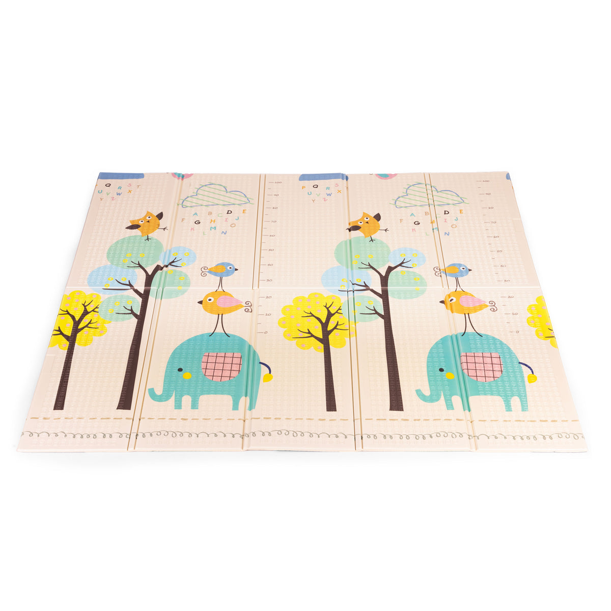 Izglītojošs divpusējs putu paklājs 200x180 cm ar auguma mērītāju un alfabētu | EcoToys