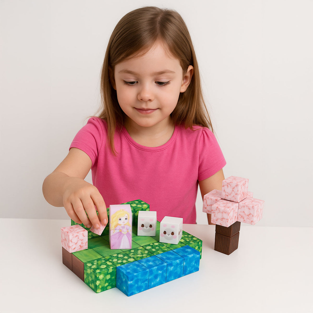 Magnētiskais konstruktors bērniem “Rozā pils”, 96 gab. | EcoToys