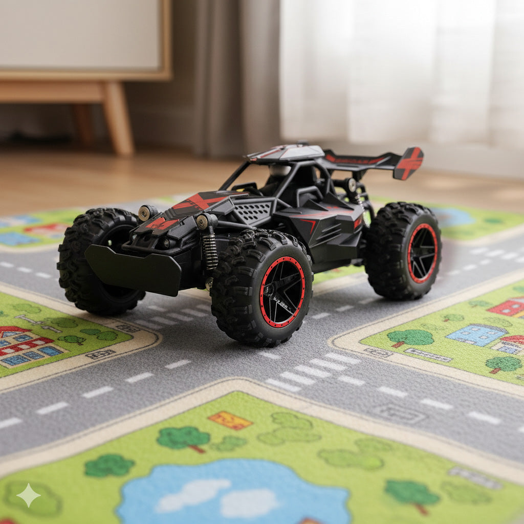 Radiovadāms bezceļu auto 1:18, aizmugurējā piedziņa, akumulators 3,7 V 500 mAh | EcoToys