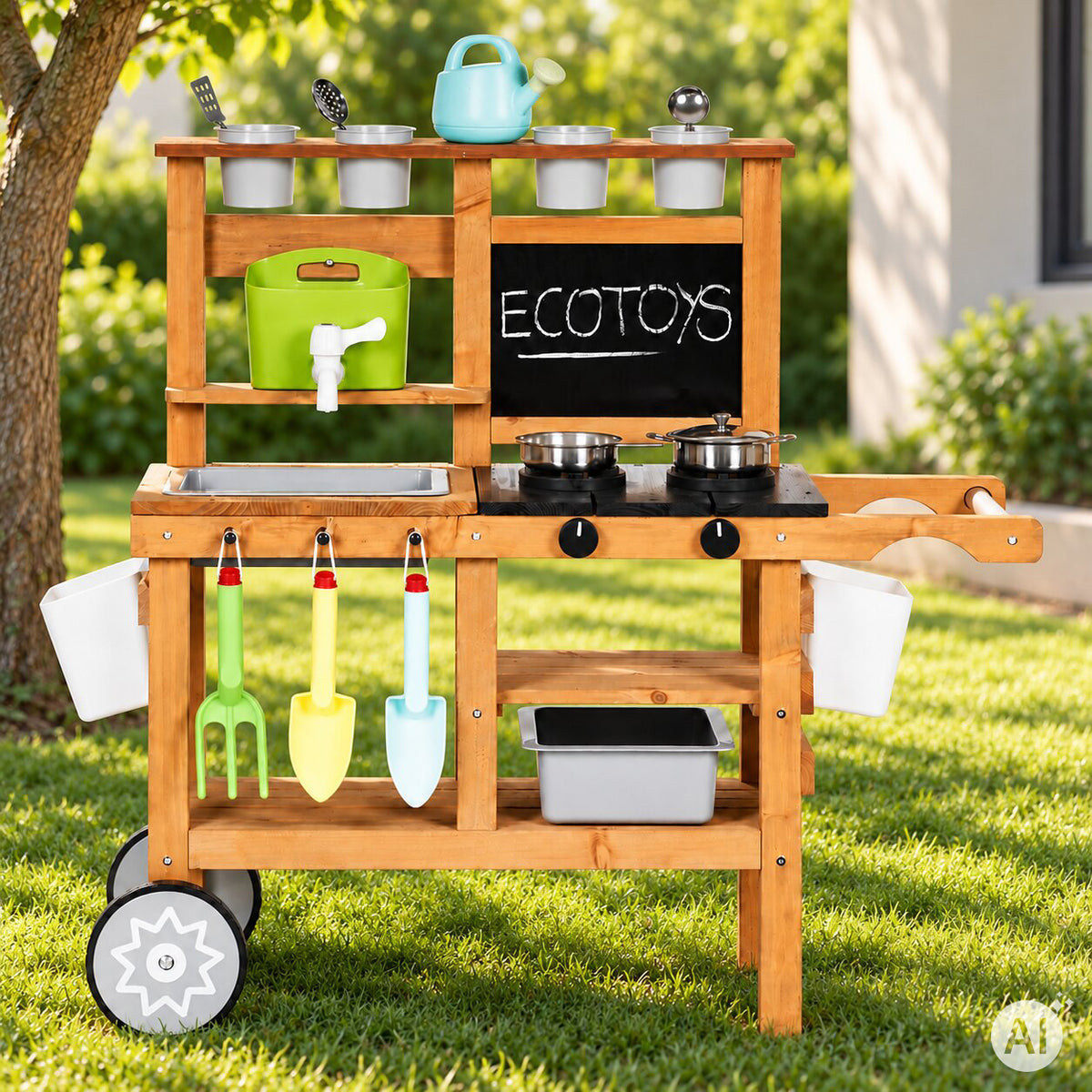 Bērnu āra “dubļu virtuve” ar piederumiem un tāfeli | EcoToys