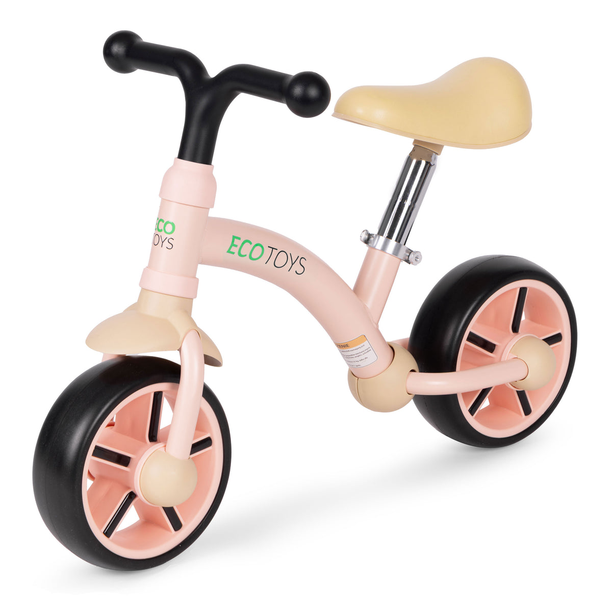 Līdzsvara velosipēds ar EVA riteņiem un regulējamu sēdekli, rozā | EcoToys