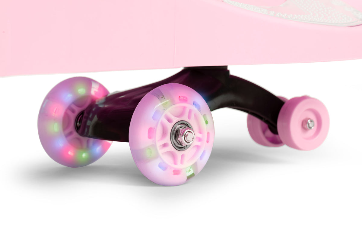 Bērnu pašbraucošā mašīna (wiggle car) ar LED riteņiem, rozā | EcoToys