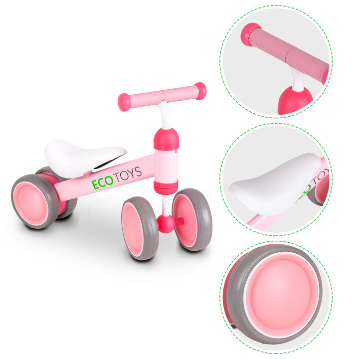 Līdzsvara velosipēds – mini velosipēds bērniem, rozā | EcoToys