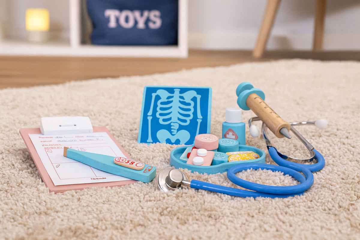 Koka ārsta komplekts bērniem – ārsta koferis, 34 gab. | EcoToys