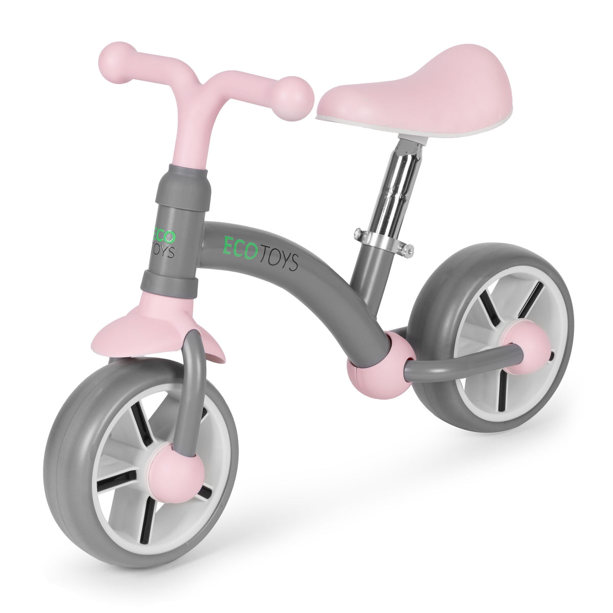 Līdzsvara velosipēds ar EVA riteņiem un regulējamu sēdekli, pelēks | EcoToys
