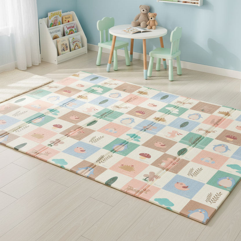 Izglītojošs divpusējs putu paklājs 200x180 cm, saliekams + soma IPLAY | EcoToys