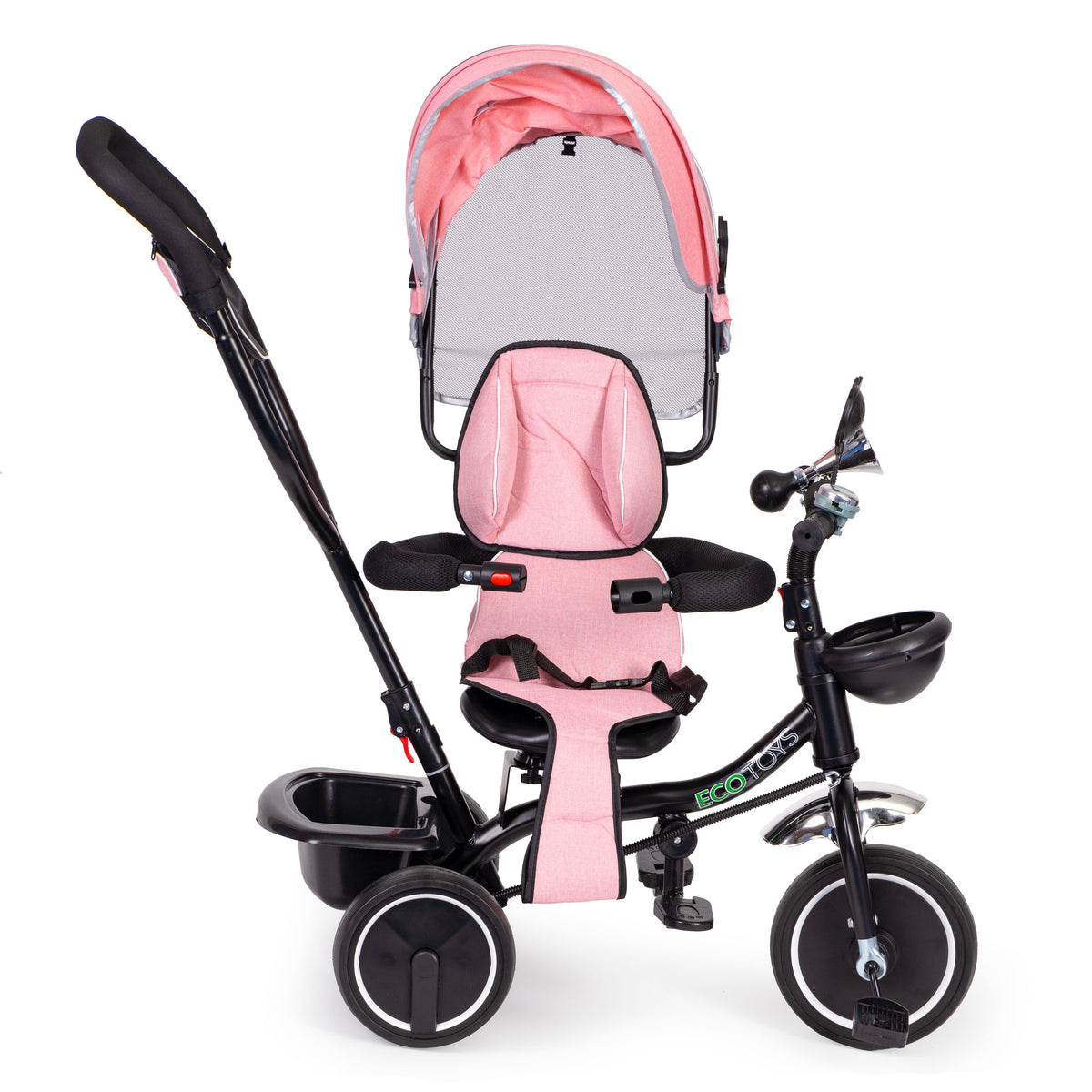 Trīsritenis ar grozāmu sēdekli un jumtiņu, rozā | EcoToys