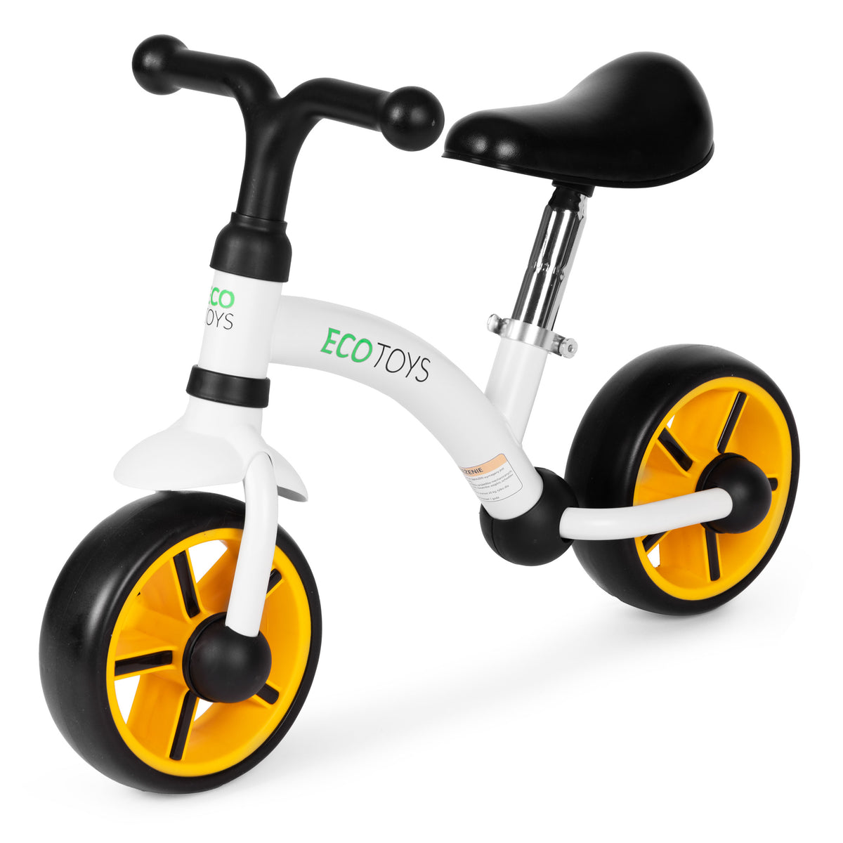 Līdzsvara velosipēds ar EVA riteņiem un regulējamu sēdekli, melns | EcoToys