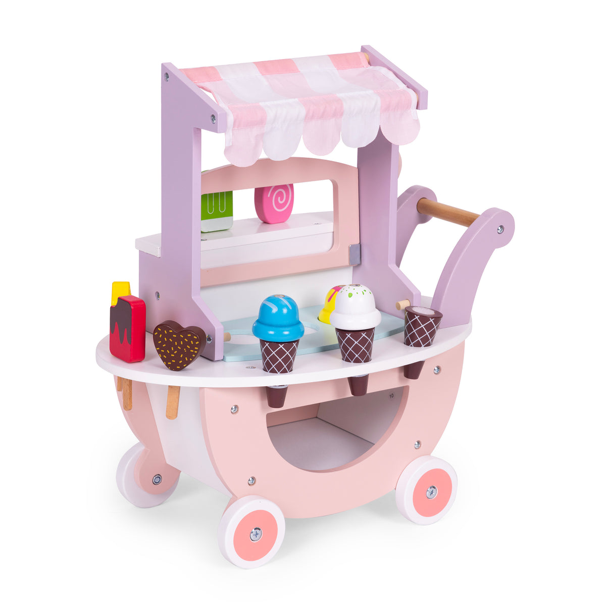 Koka saldējuma ratiņi – bērnu veikals, 12 gab. | EcoToys