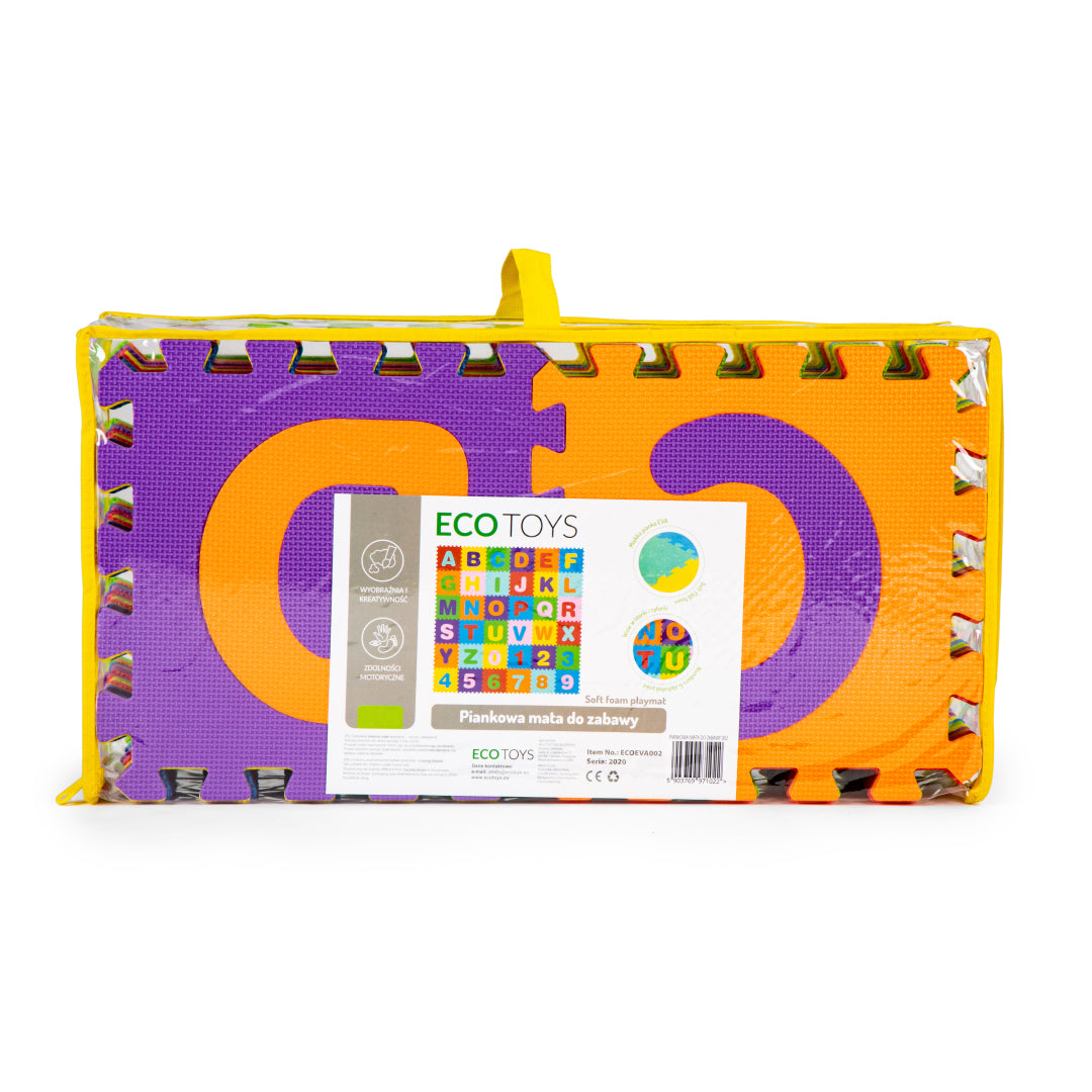 Liels EVA putu paklājs ar burtiem un cipariem 178x178 cm, 36 gab. | EcoToys
