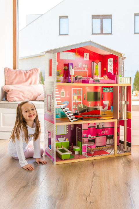 Liela koka leļļu māja ar liftu “Malibu Residence” | EcoToys