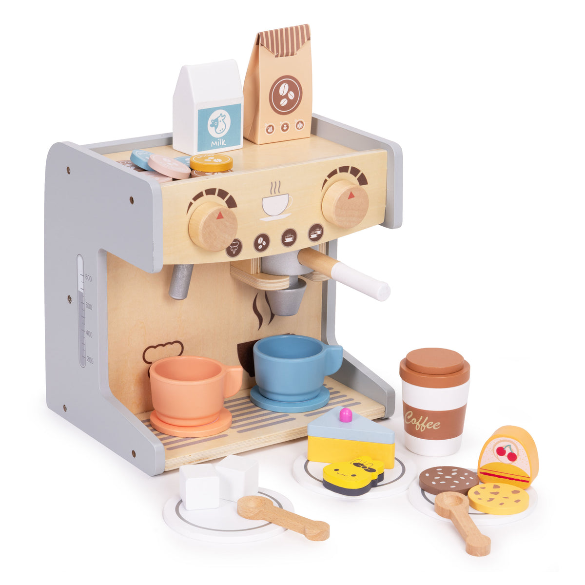 Koka bērnu kafijas automāts 2in1 – baristas veikals, 26 piederumi | EcoToys