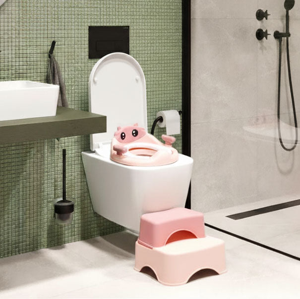 Tualetes sēdeklis bērniem ar pakāpieniem un platformu, rozā | EcoToys
