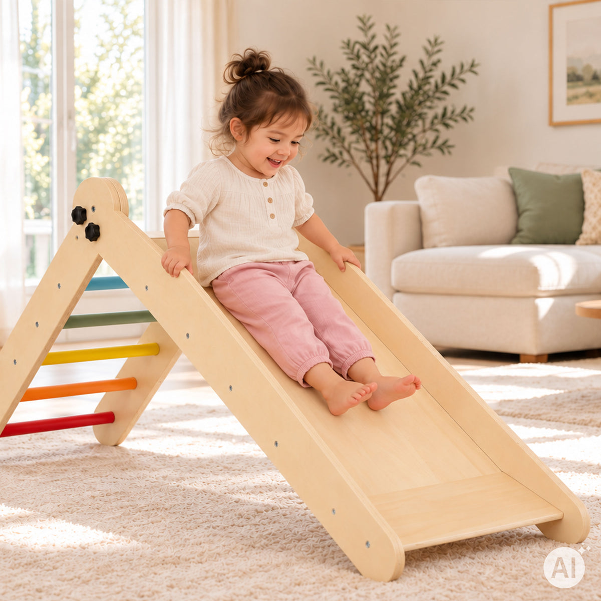 Koka Montessori kāpelēšanas komplekts ar kāpnēm un rampu “HENRY” | EcoToys
