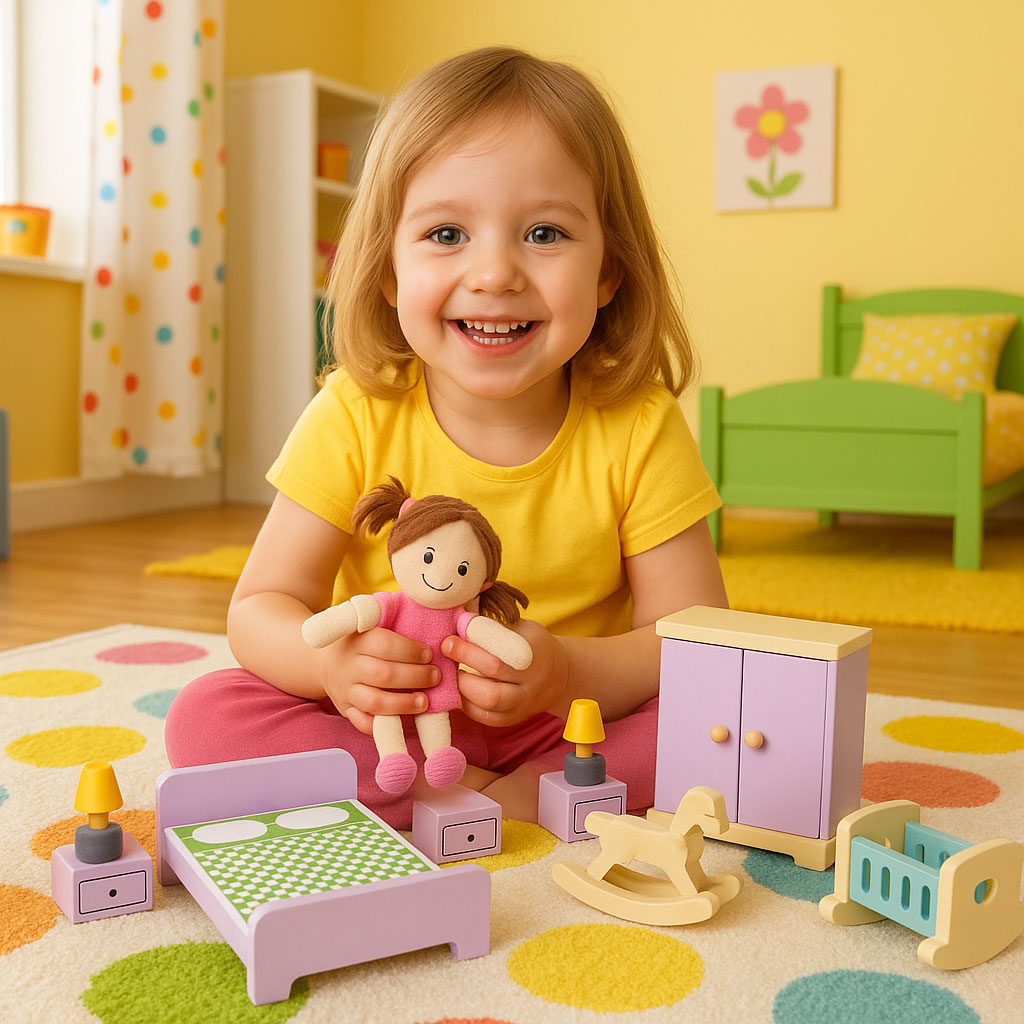 Koka leļļu mājas mēbeļu un piederumu komplekts, 30 gab. | EcoToys