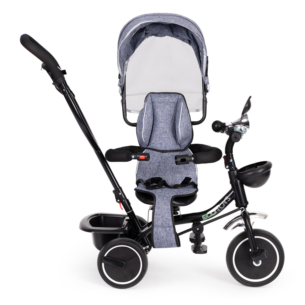 Trīsritenis ar grozāmu sēdekli un jumtiņu, pelēks | EcoToys