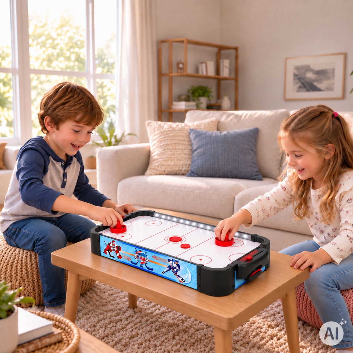 LED gaisa hokeja galds bērniem 58 cm ar piederumiem | EcoToys