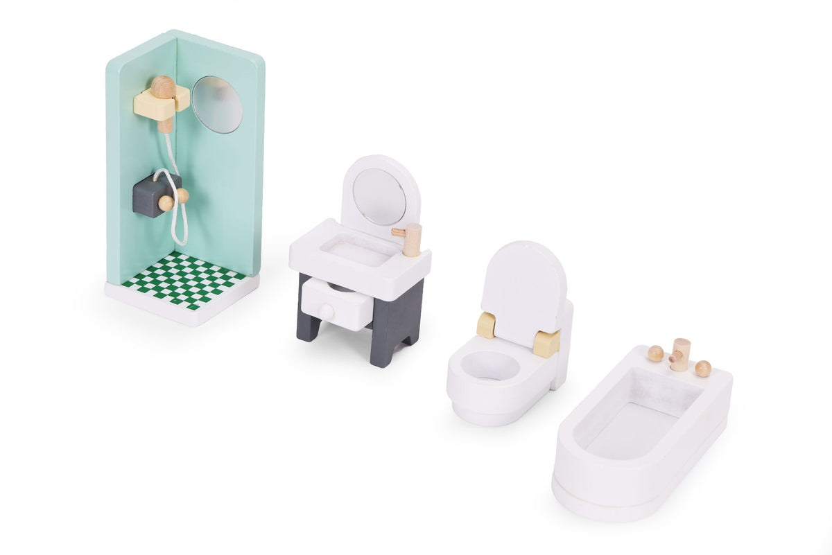 Koka leļļu mājas mēbeļu un piederumu komplekts, 30 gab. | EcoToys