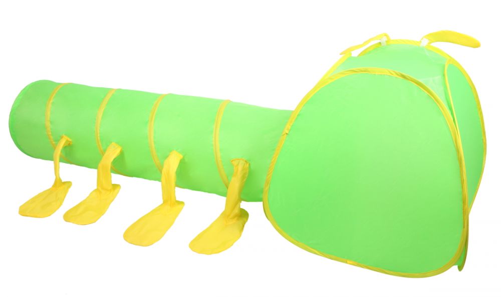 Bērnu telts “Kāpurs” ar tuneli, pop-up komplekts 2in1 IPLAY | EcoToys