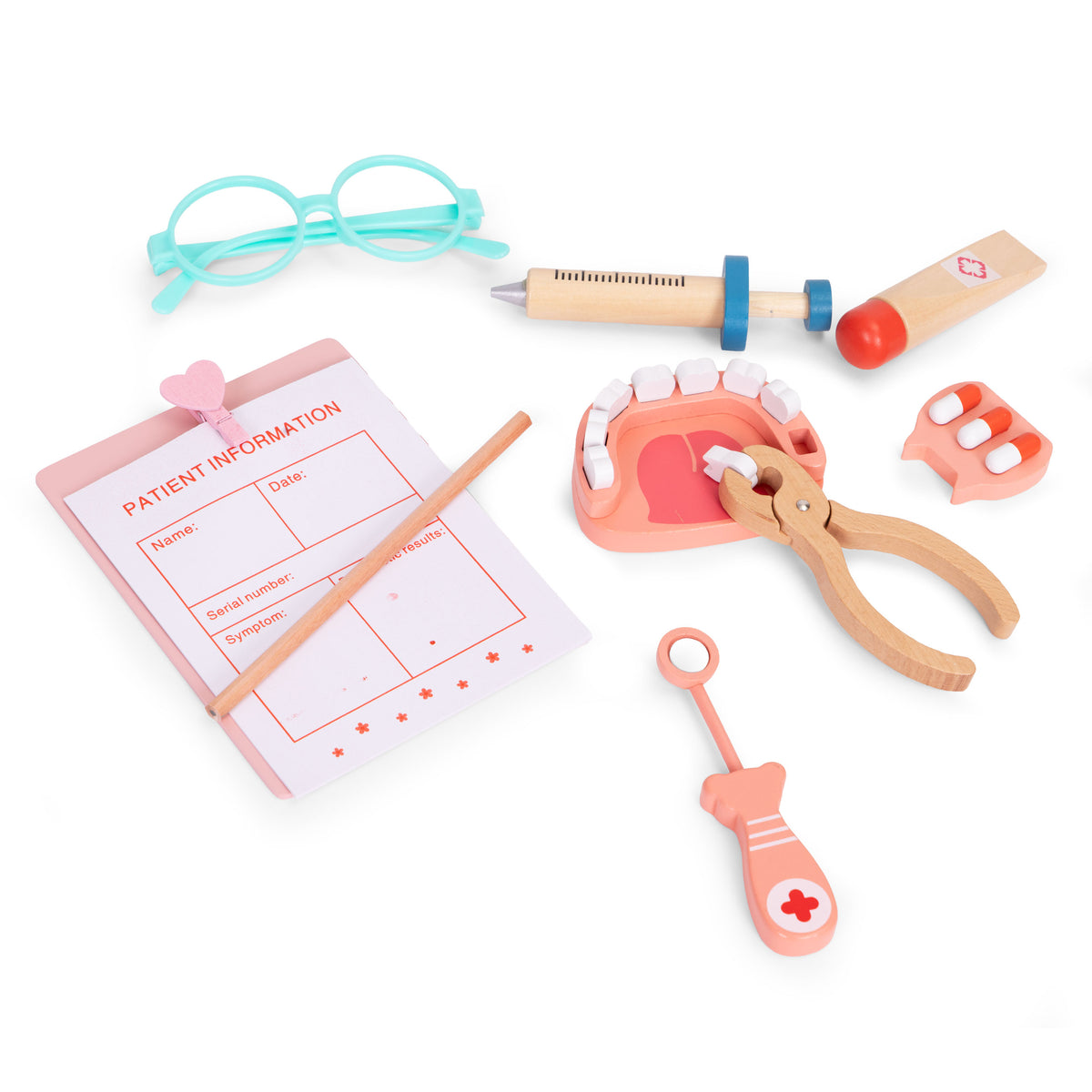 Koka ārsta komplekts bērniem – ārsta soma, 28 gab. | EcoToys