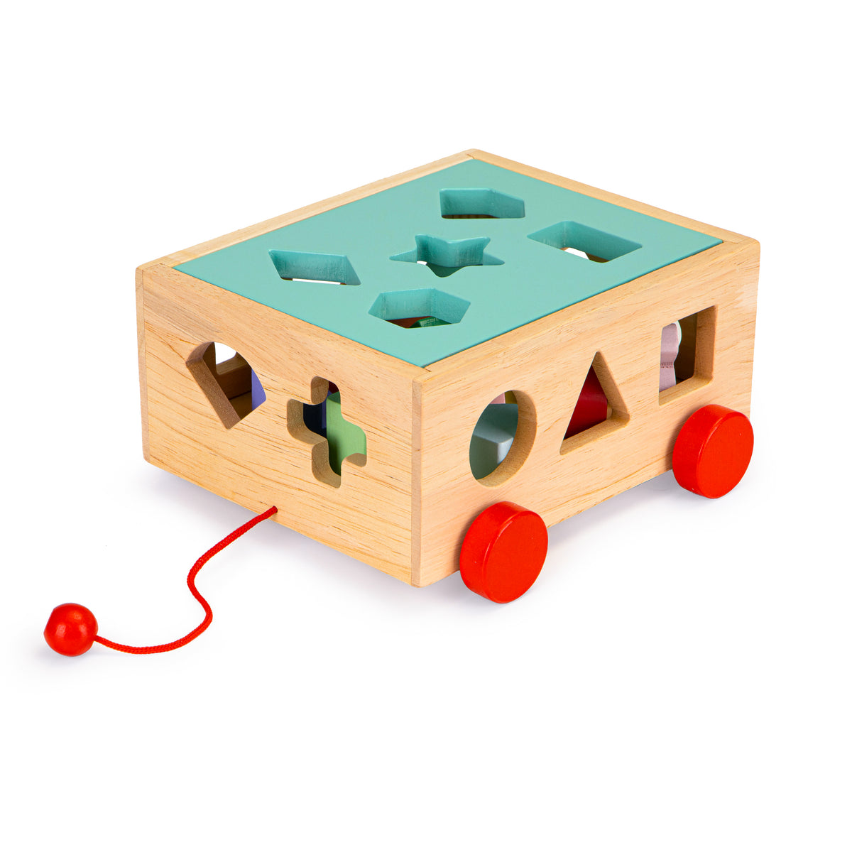 Koka stumjamie ratiņi – šķirotājs ar klucīšiem | EcoToys