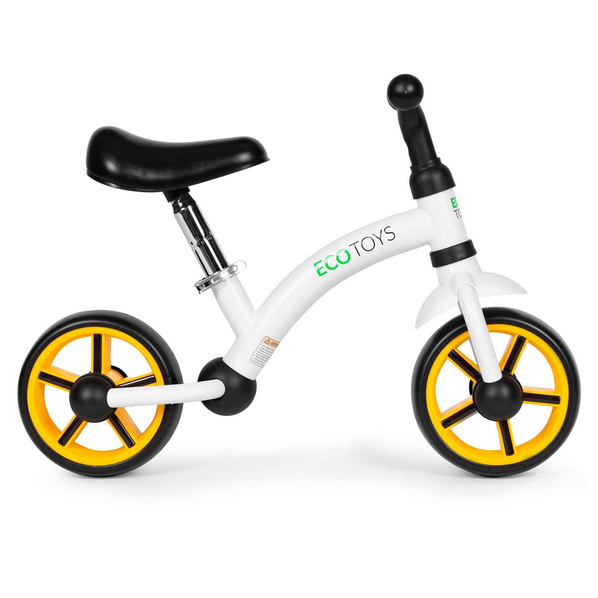 Līdzsvara velosipēds ar EVA riteņiem un regulējamu sēdekli, melns | EcoToys