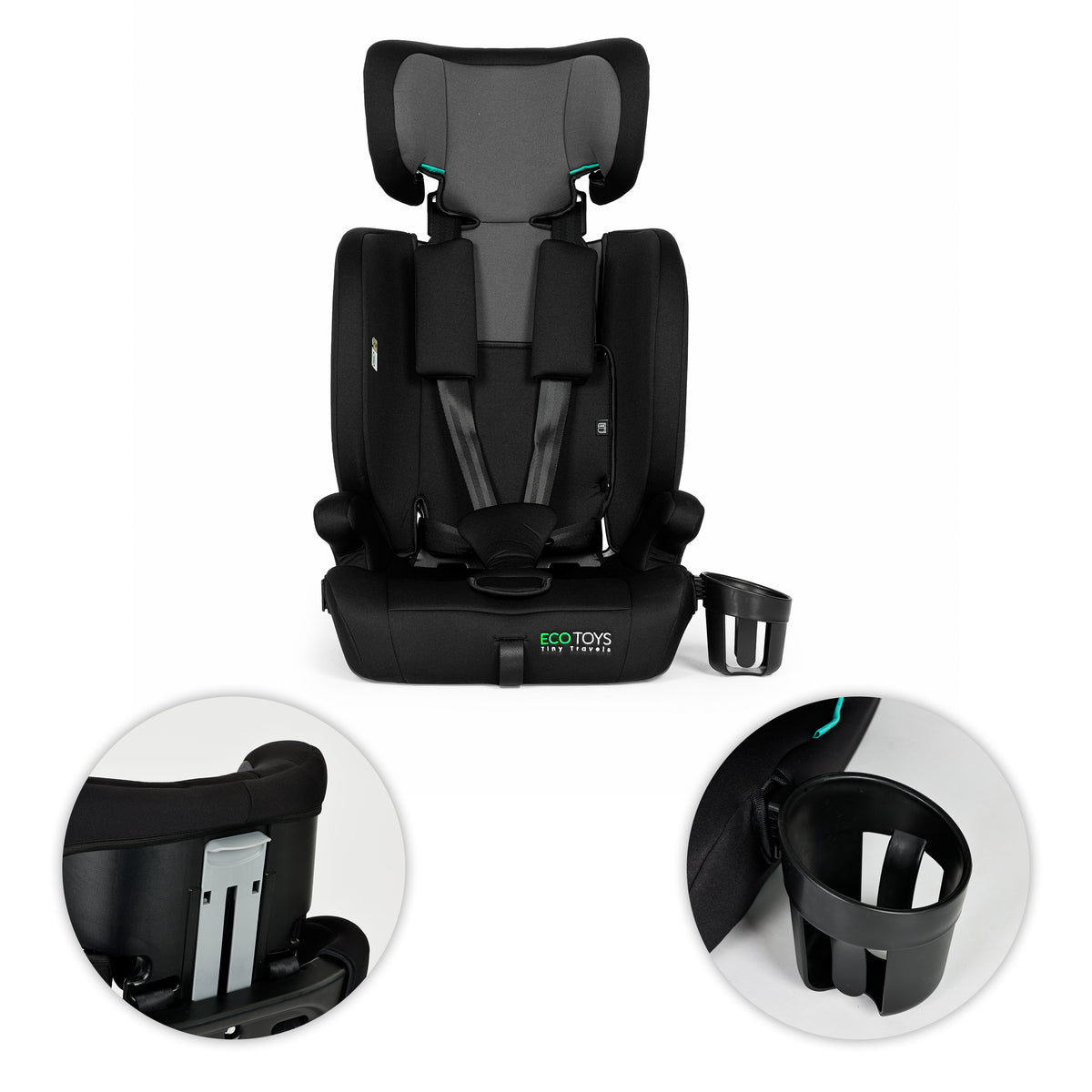 Bērnu autosēdeklis 76–150 cm R129 ar glāzes turētāju | EcoToys