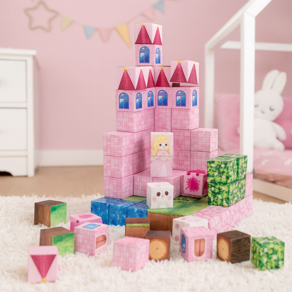Magnētiskais konstruktors bērniem “Rozā pils”, 96 gab. | EcoToys
