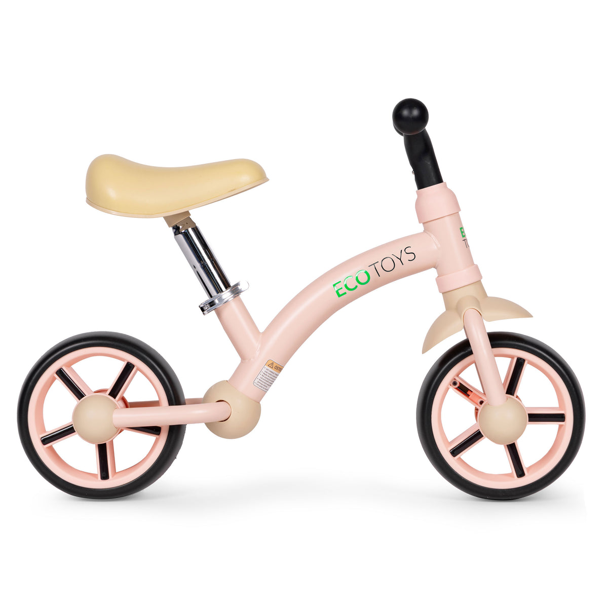 Līdzsvara velosipēds ar EVA riteņiem un regulējamu sēdekli, rozā | EcoToys