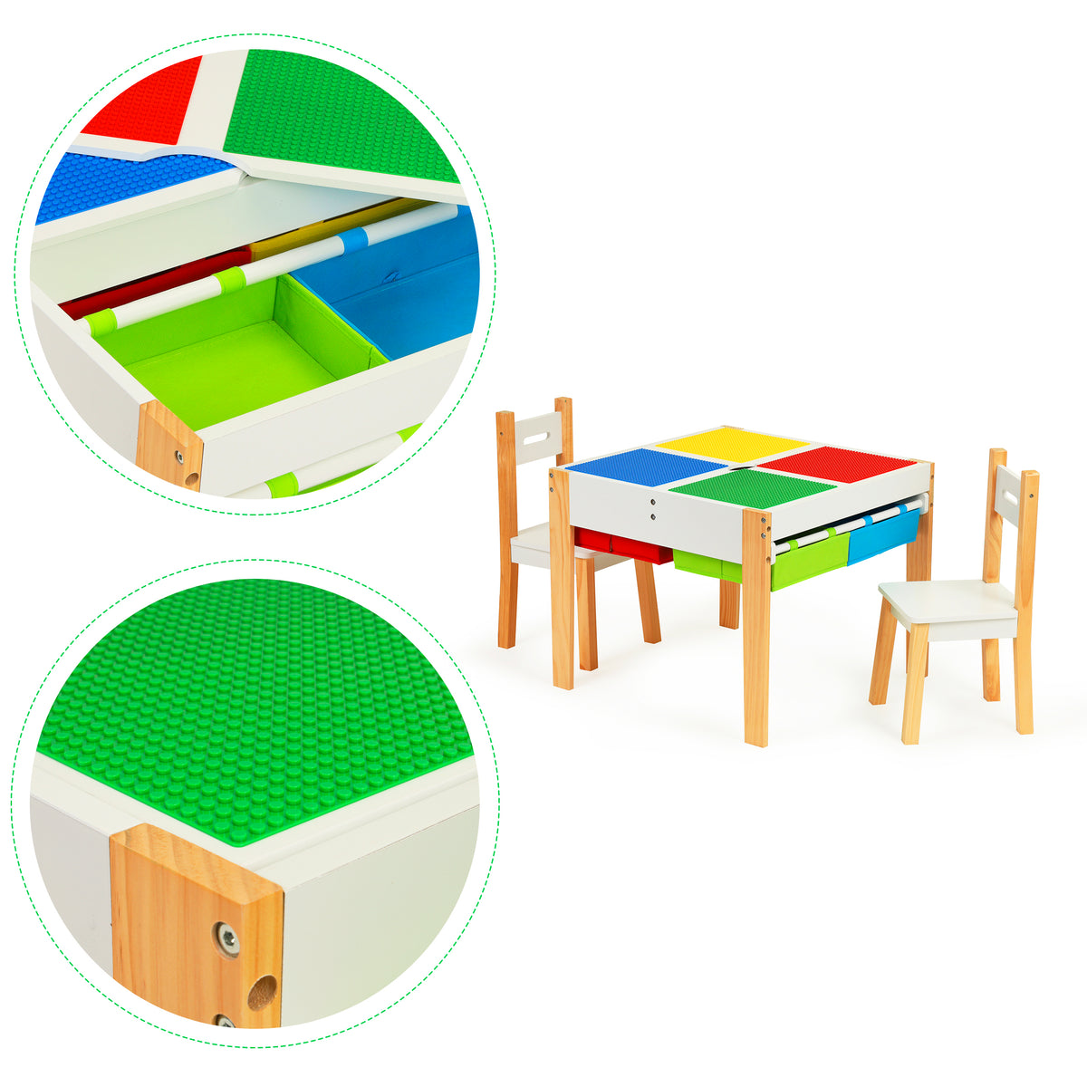 Koka bērnu mēbeļu komplekts: galds + 2 krēsli | EcoToys