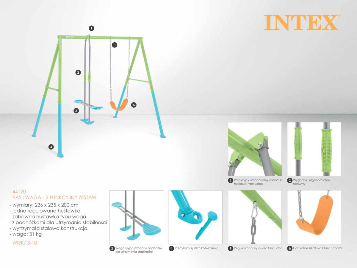 Dubultās dārza šūpoles bērniem – glaiders INTEX 44120 | EcoToys