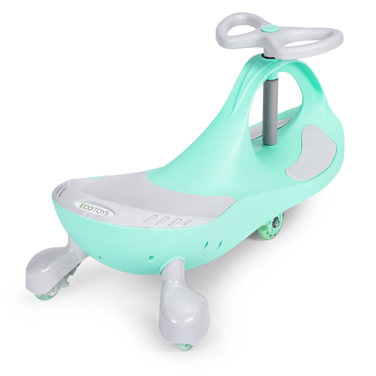Bērnu pašbraucošā mašīna (wiggle car) ar LED riteņiem, zaļa | EcoToys