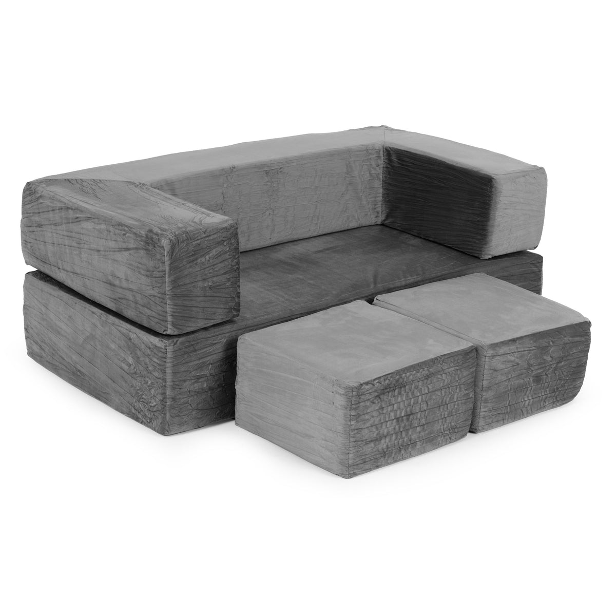 Saliekams modulārs bērnu dīvāns DIY, 4 mīksti spilveni, pelēks | EcoToys
