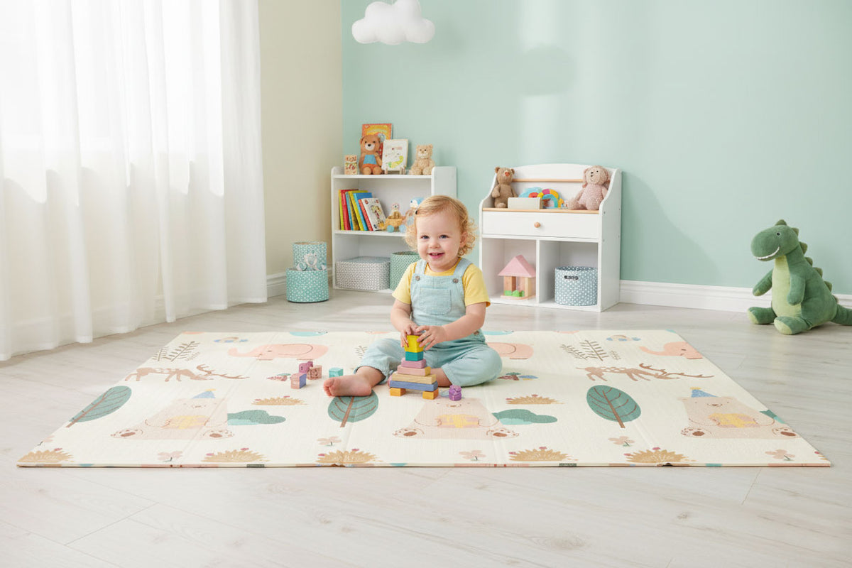 Izglītojošs divpusējs putu paklājs 200x180 cm, saliekams + soma IPLAY | EcoToys