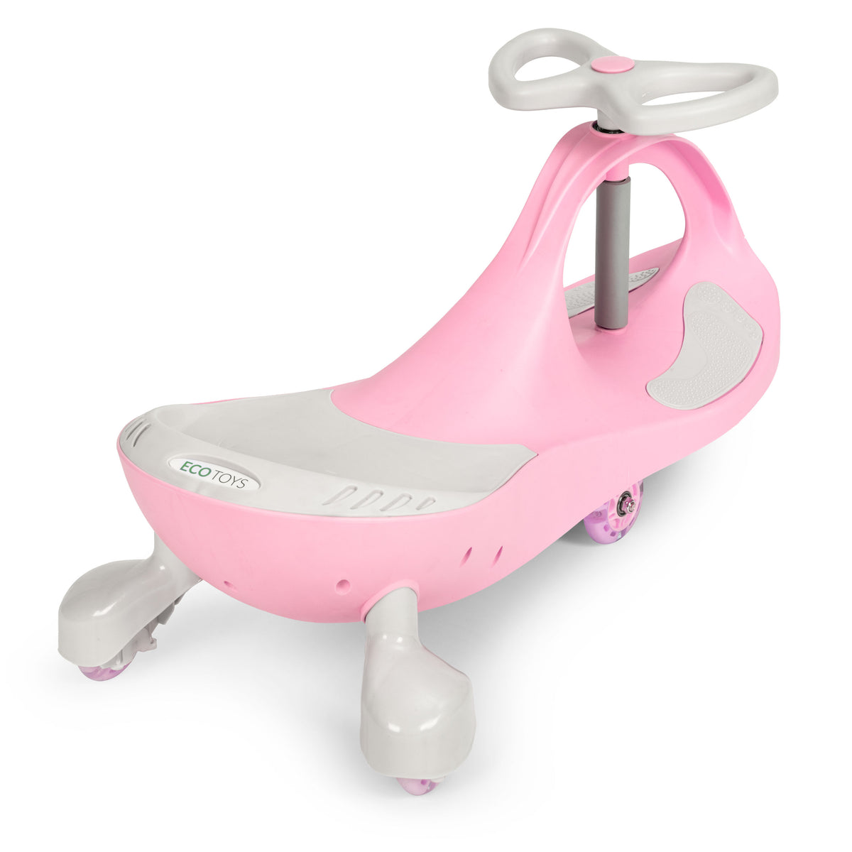 Bērnu pašbraucošā mašīna (wiggle car) ar LED riteņiem, rozā | EcoToys